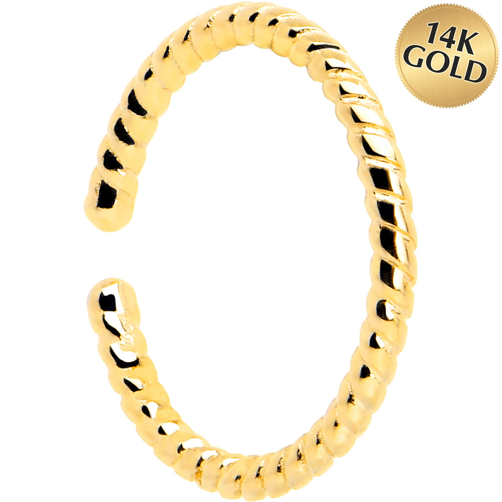 BodyCandy 14k Yellow Gold Bendable Nose Hoop 20G 5/16 Twisted — main product shot