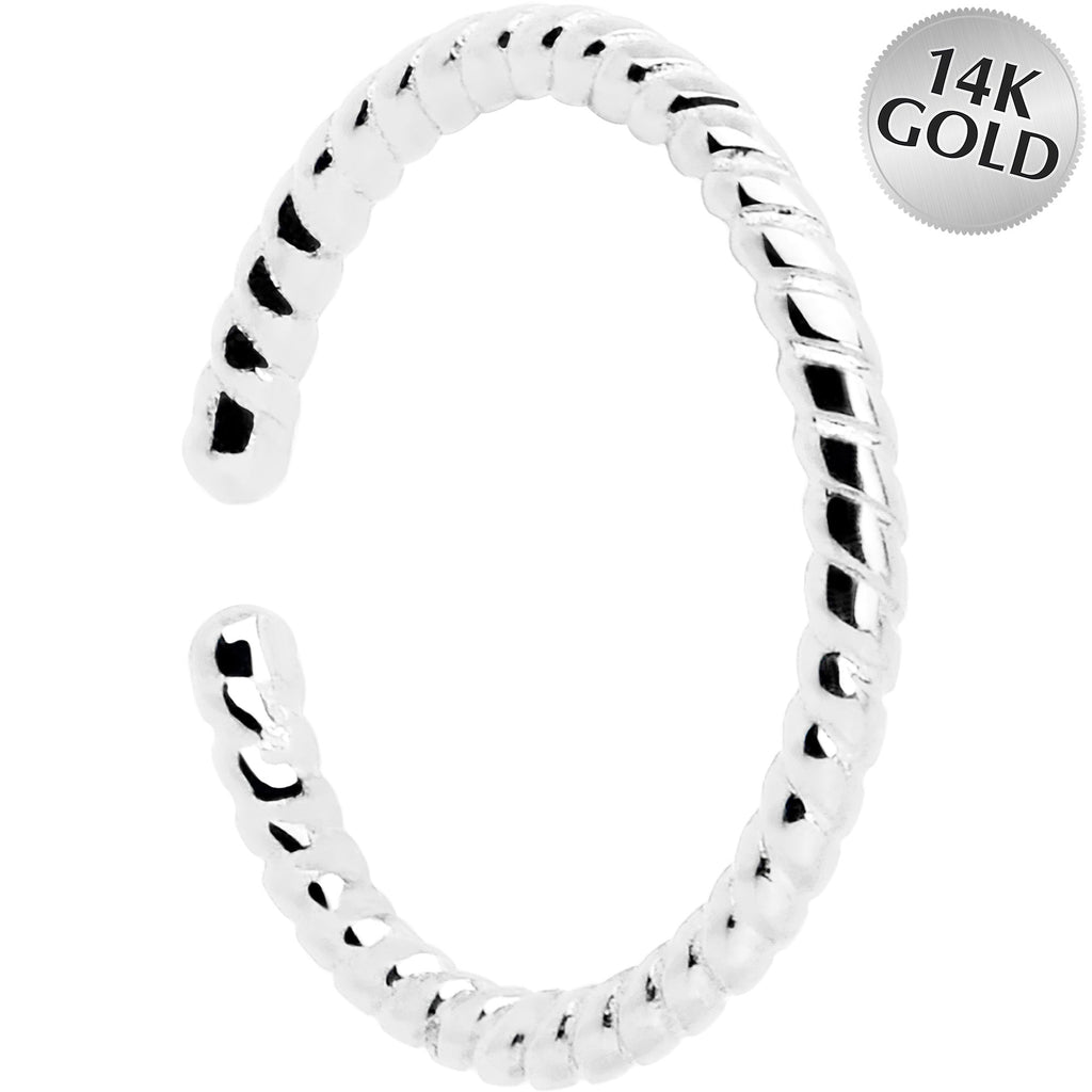 BodyCandy 14k White Gold Bendable Nose Hoop 20G 5/16 Twisted — main product shot