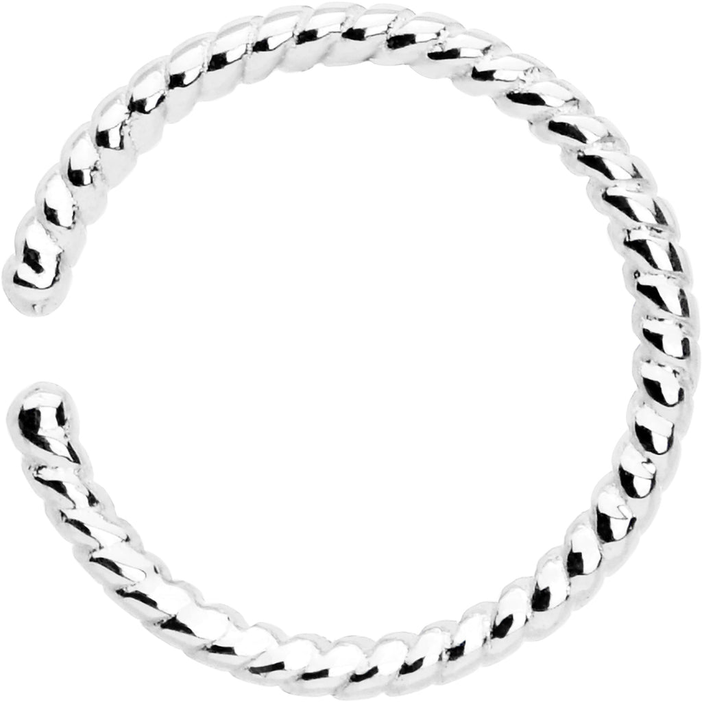 BodyCandy 14k White Gold Bendable Nose Hoop 20G 5/16 Twisted — side view