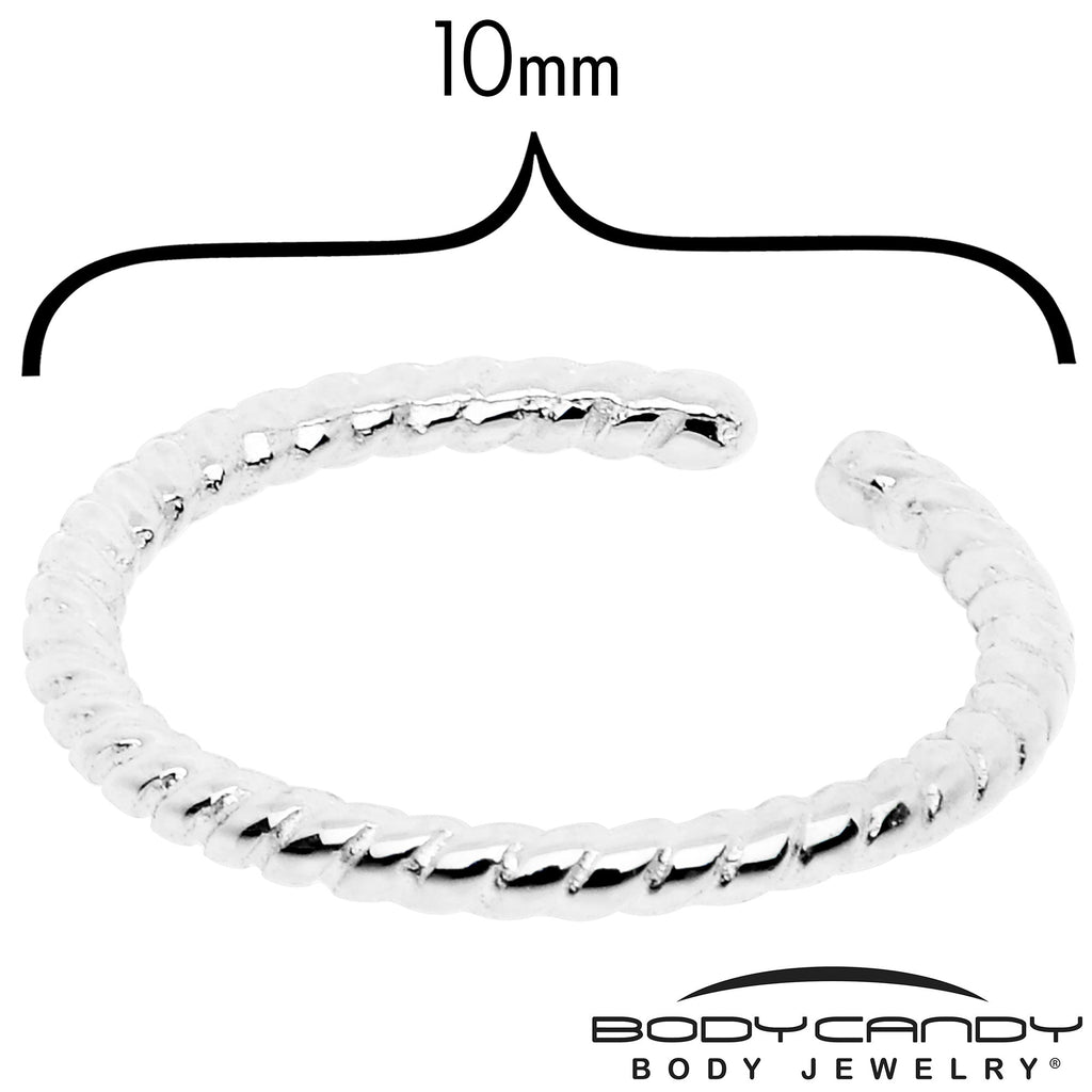 BodyCandy 14k White Gold Bendable Nose Hoop 20G 5/16 Twisted — detail close-up