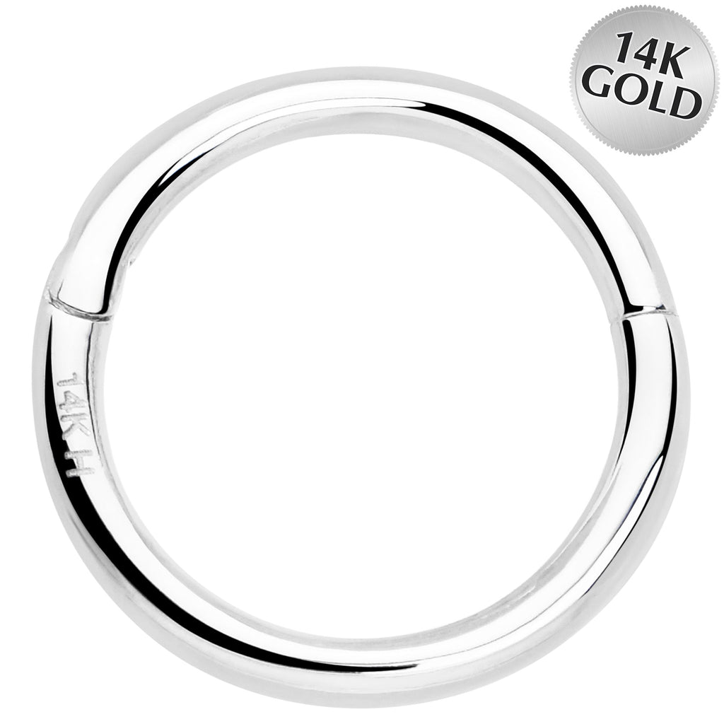 BodyCandy 14k Solid White Gold Hinged Segment Ring Elegance 18G 5/16 — main product shot