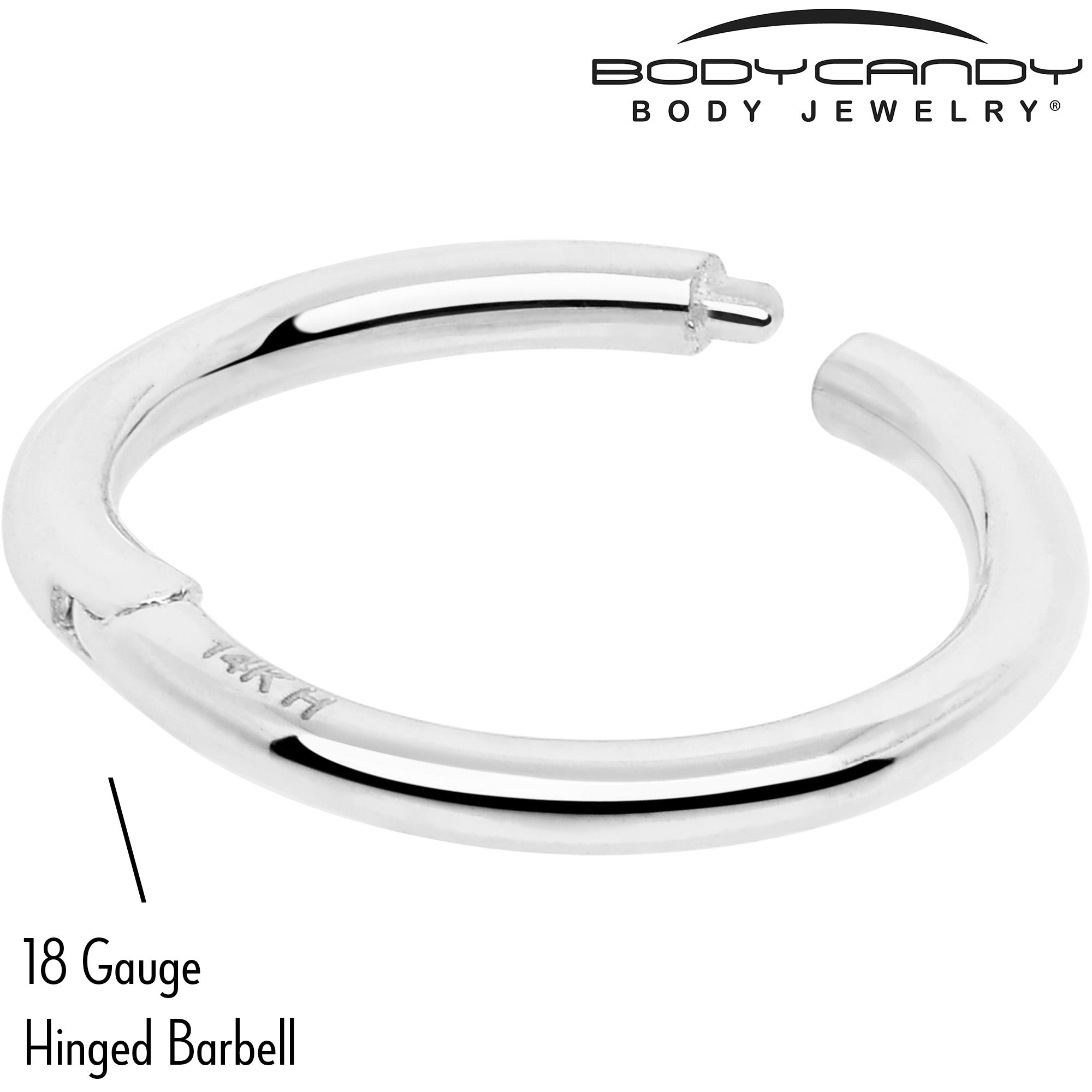 BodyCandy 14k Solid White Gold Hinged Segment Ring Elegance 18G 5/16 — side view