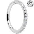 BodyCandy 14k Solid White Gold Hinged Segment Ring Forward Facing CZ 18G 5/16 — main product shot