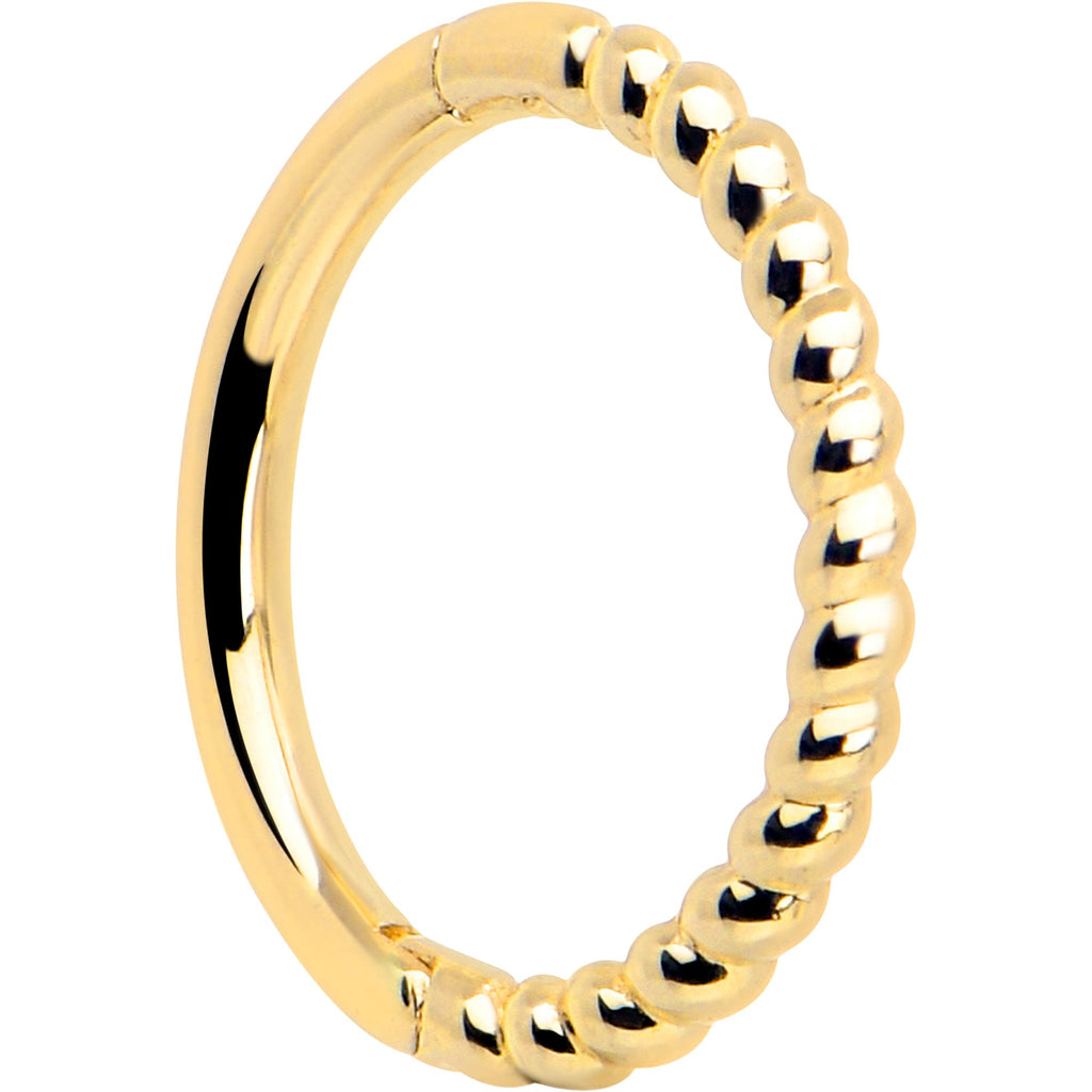 BodyCandy 14k Solid Yellow Gold Hinged Segment Ring Forward Facing Twisted 18G 5/16 — side view