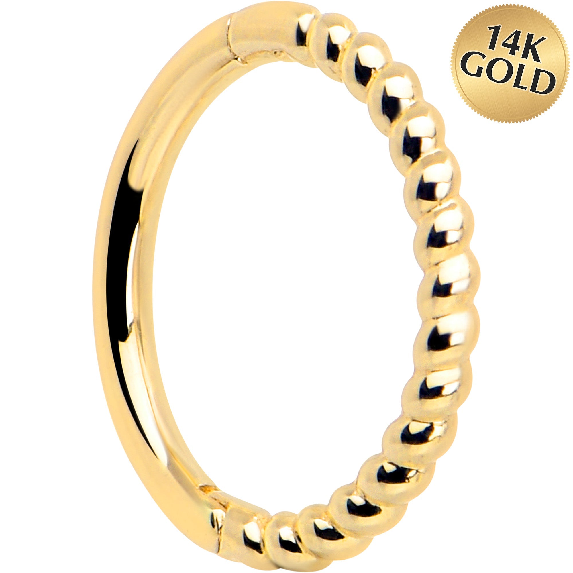 BodyCandy 14k Solid Yellow Gold Hinged Segment Ring Forward Facing Twisted 18G 5/16 — main product shot