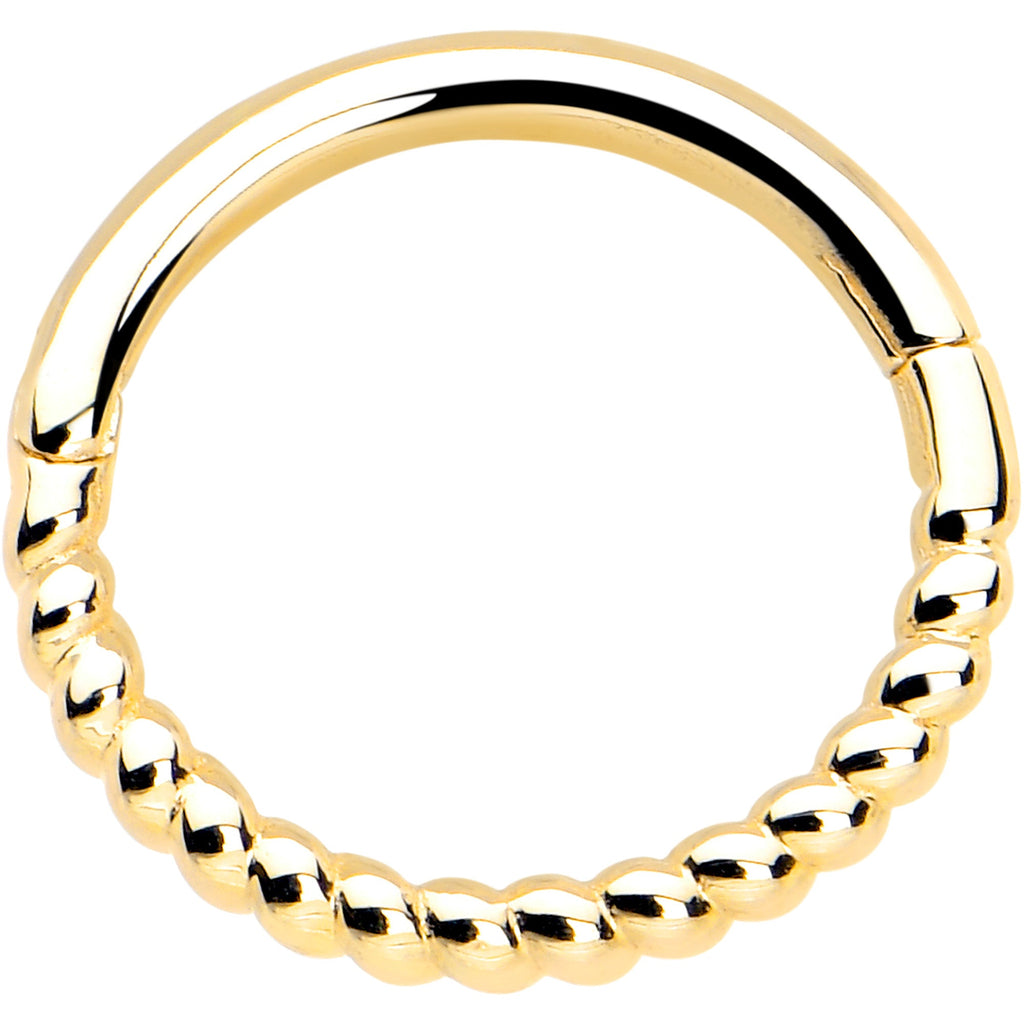 BodyCandy 14k Solid Yellow Gold Hinged Segment Ring Forward Facing Twisted 18G 5/16 — lifestyle context