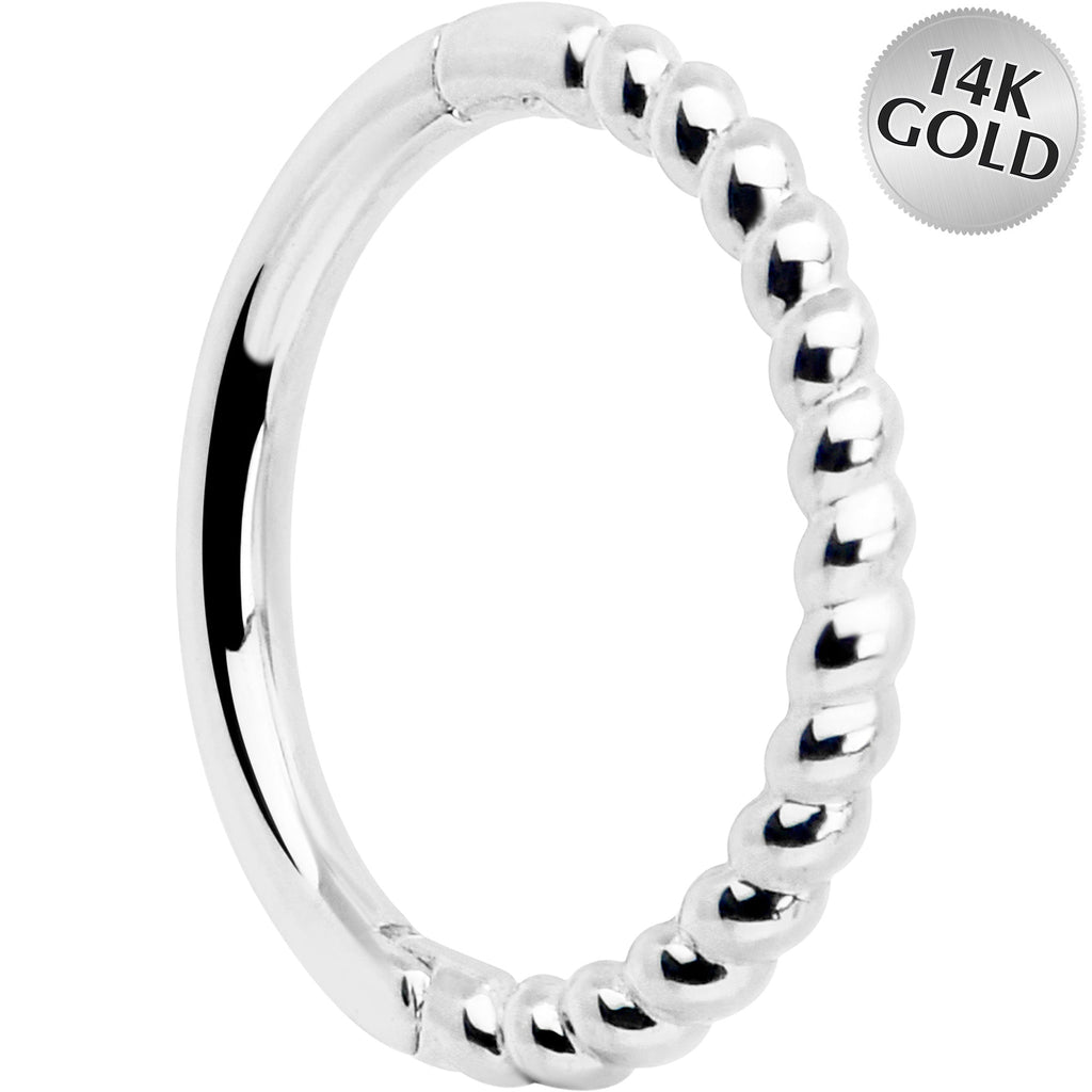 BodyCandy 14k Solid White Gold Hinged Segment Ring Forward Facing Twisted 18G 5/16 — main product shot