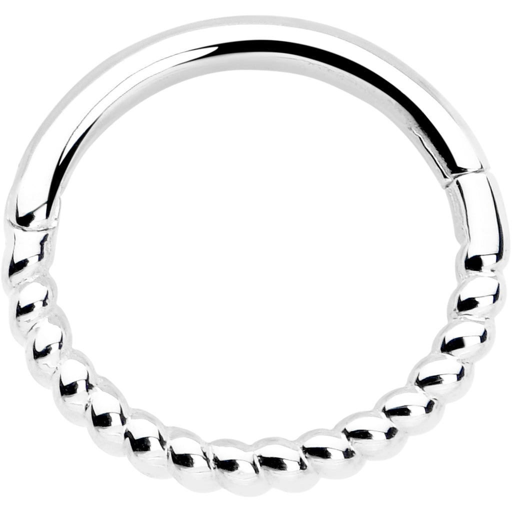 BodyCandy 14k Solid White Gold Hinged Segment Ring Forward Facing Twisted 18G 5/16 — side view