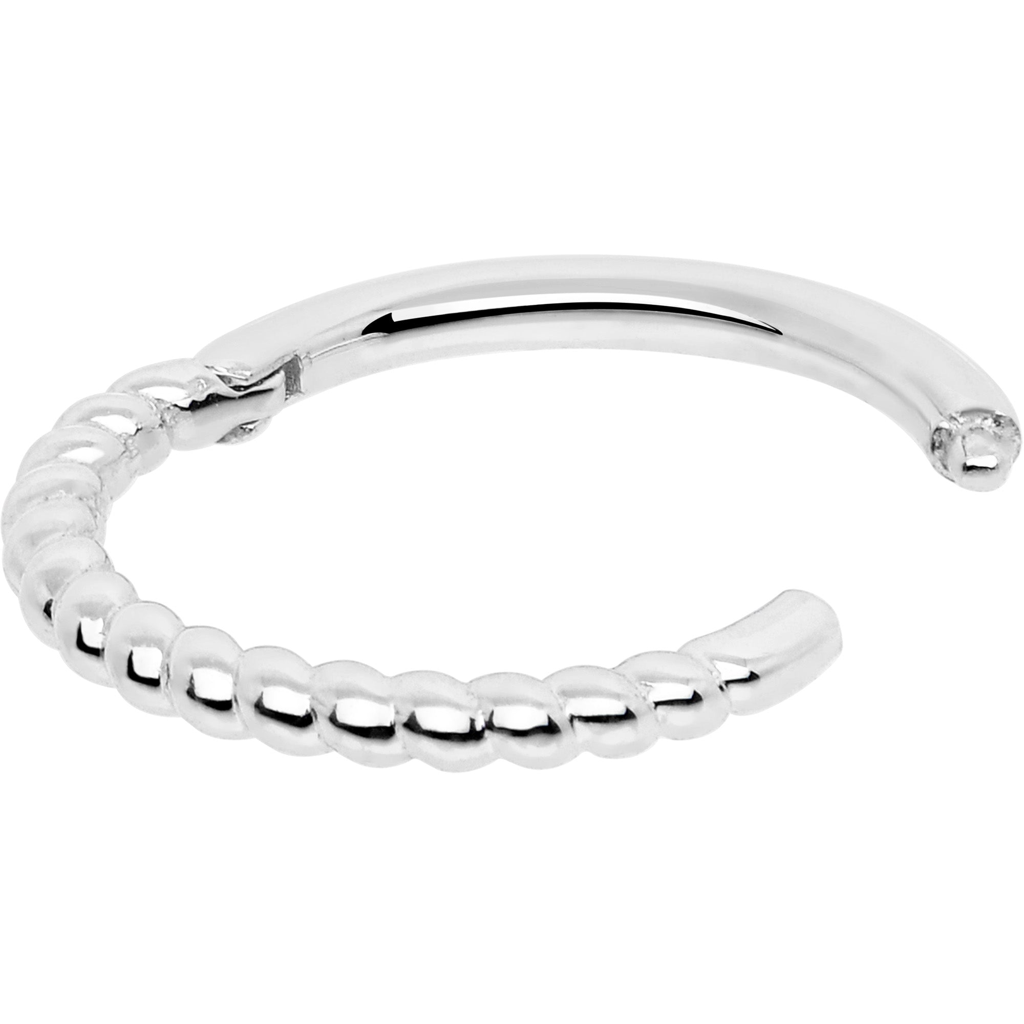 BodyCandy 14k Solid White Gold Hinged Segment Ring Forward Facing Twisted 18G 5/16 — back view