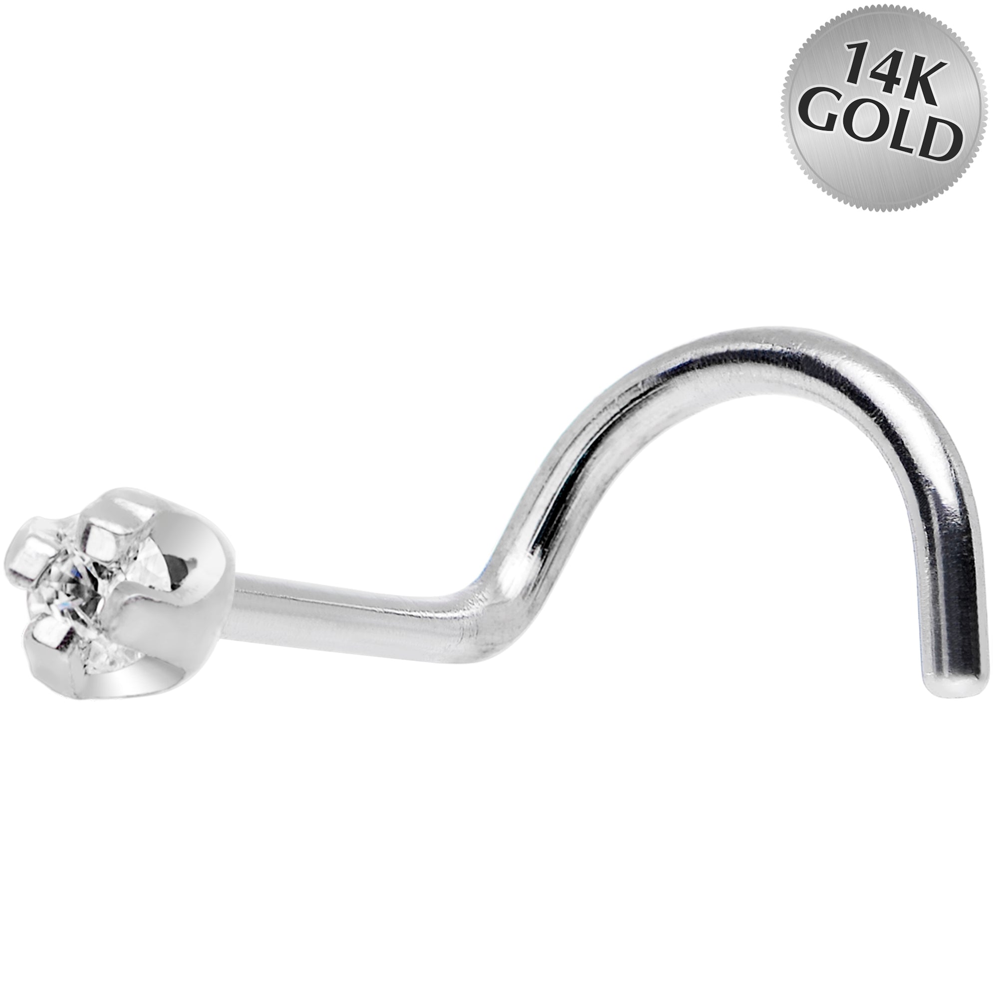 BodyCandy Solid 14k Wt. Gold .01 Carat Genuine Diamond Nose Ring — main product shot