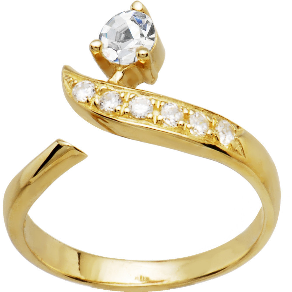 BodyCandy Solid 14k Yellow Gold Five Gem with Solitaire Cubic Zirconia Toe Ring — main product shot