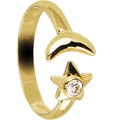 BodyCandy Solid 14k Yellow Gold Star and Moon Cubic Zirconia Toe Ring — main product shot
