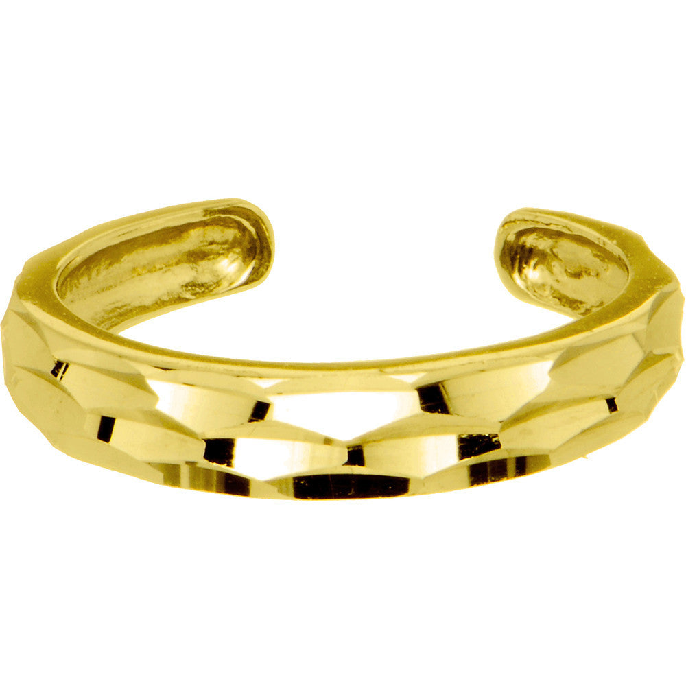 BodyCandy Solid 14k Yellow Gold Diamond Cut Band Toe Ring — main product shot