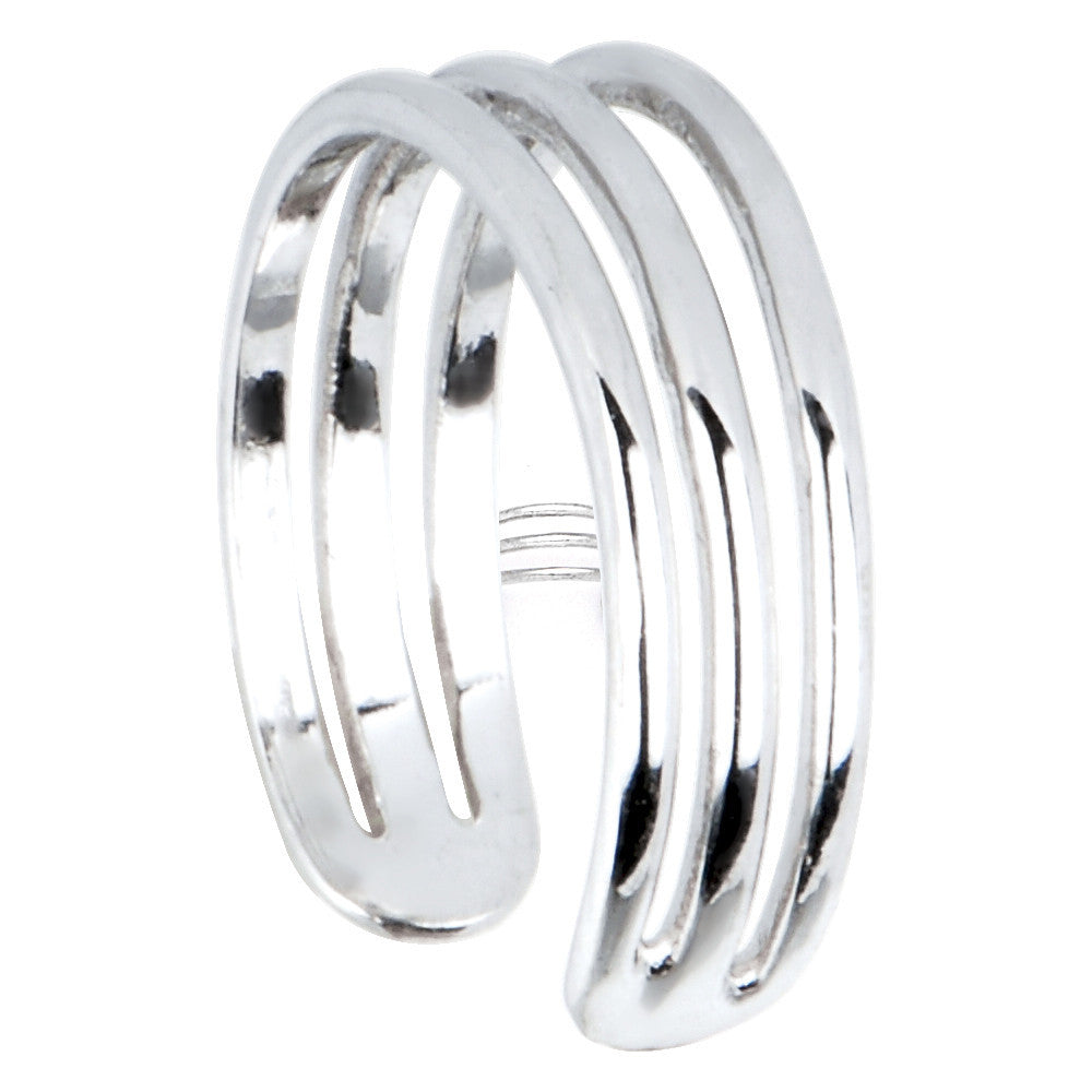 BodyCandy Solid 14k White Gold Trio Band Toe Ring — main product shot