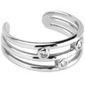 BodyCandy Solid 14k White Gold Cubic Zirconia Trio Band Toe Ring — main product shot