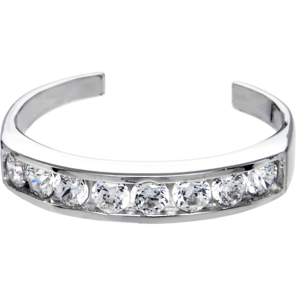 BodyCandy Solid 14k White Gold Square Cubic Zirconia Toe Ring — main product shot