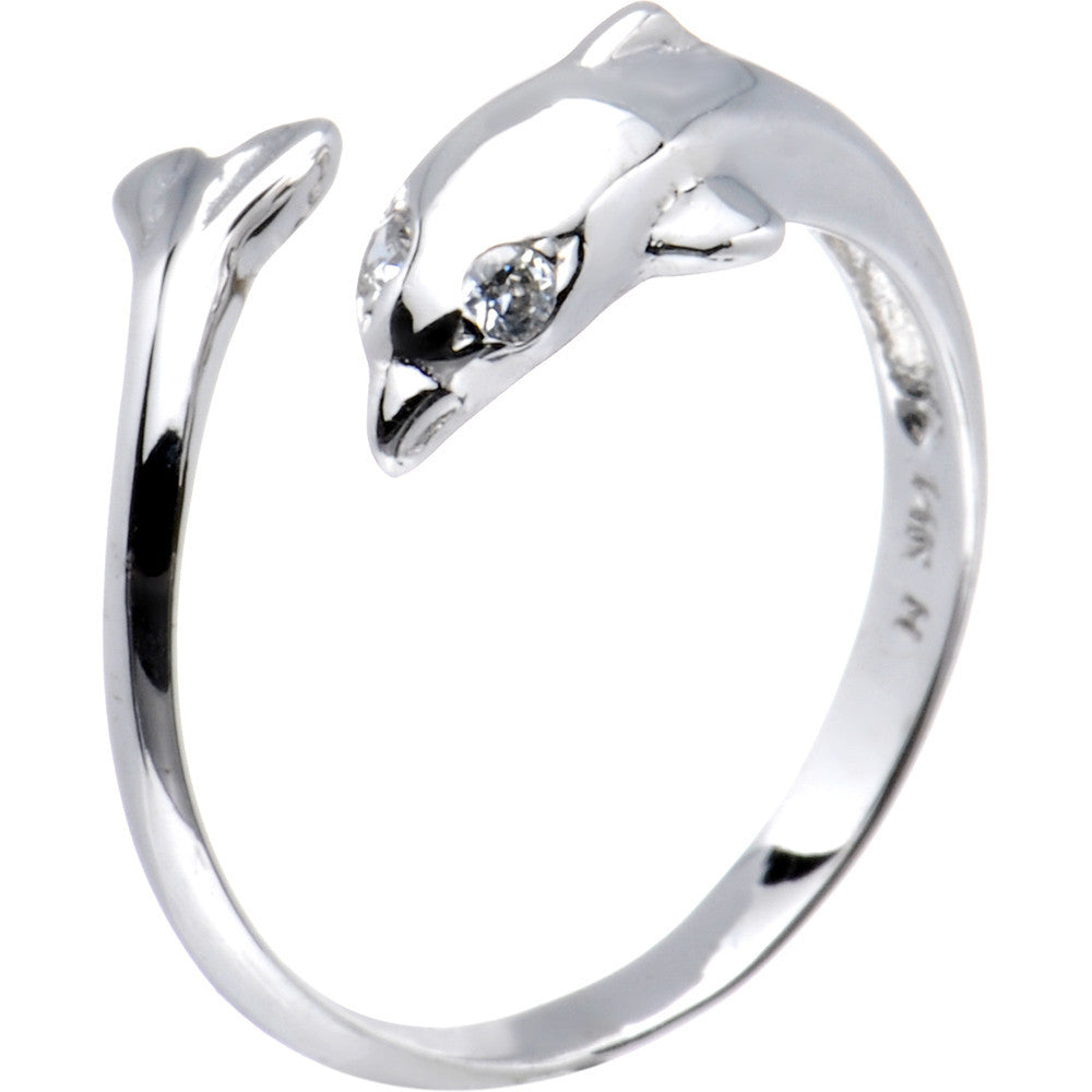 BodyCandy Solid 14k White Gold Dolphin Toe Ring — main product shot