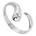 BodyCandy Solid 14k White Gold Cubic Zirconia Solitaire Flare Toe Ring — main product shot