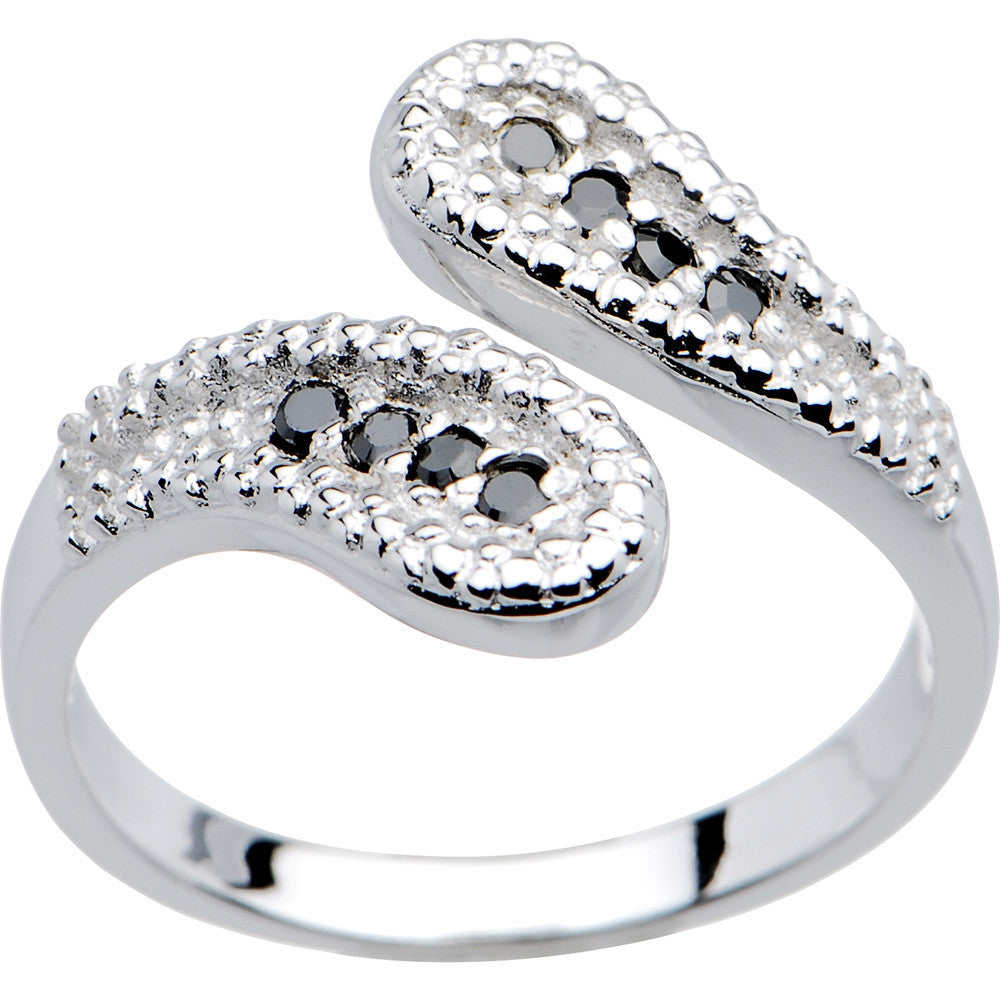 BodyCandy Sterling Silver 925 Black Cubic Zirconia Wrap Toe Ring — main product shot