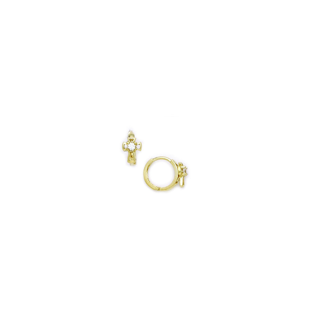 BodyCandy 14k Yellow Gold CZ Cross Huggy Earrings — main product shot