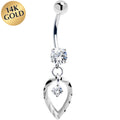 BodyCandy 16G Solid 14k White Gold Exclusive Dangle Belly Ring — main product shot