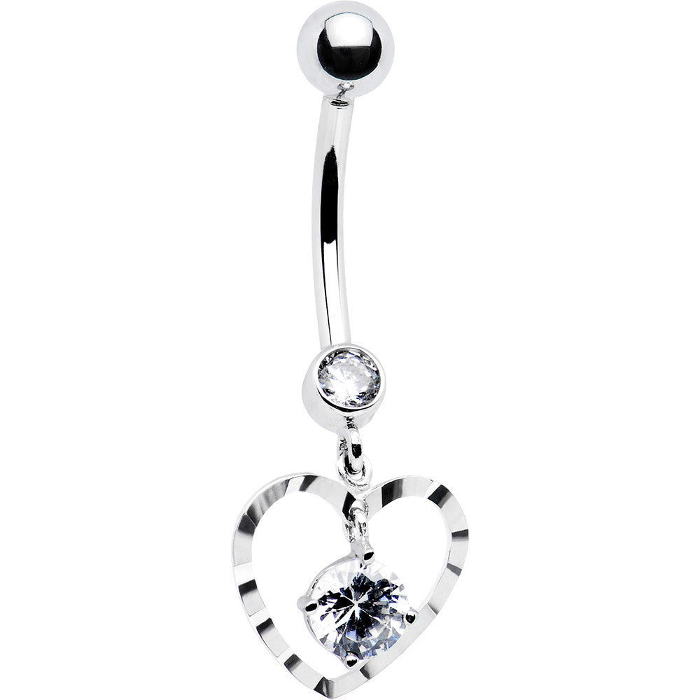 BodyCandy 16G Solid 14k White Gold Modish Heart Belly Ring — main product shot