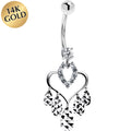 BodyCandy 16G Solid 14k White Gold Majestic Heart Chandelier Belly Ring — main product shot