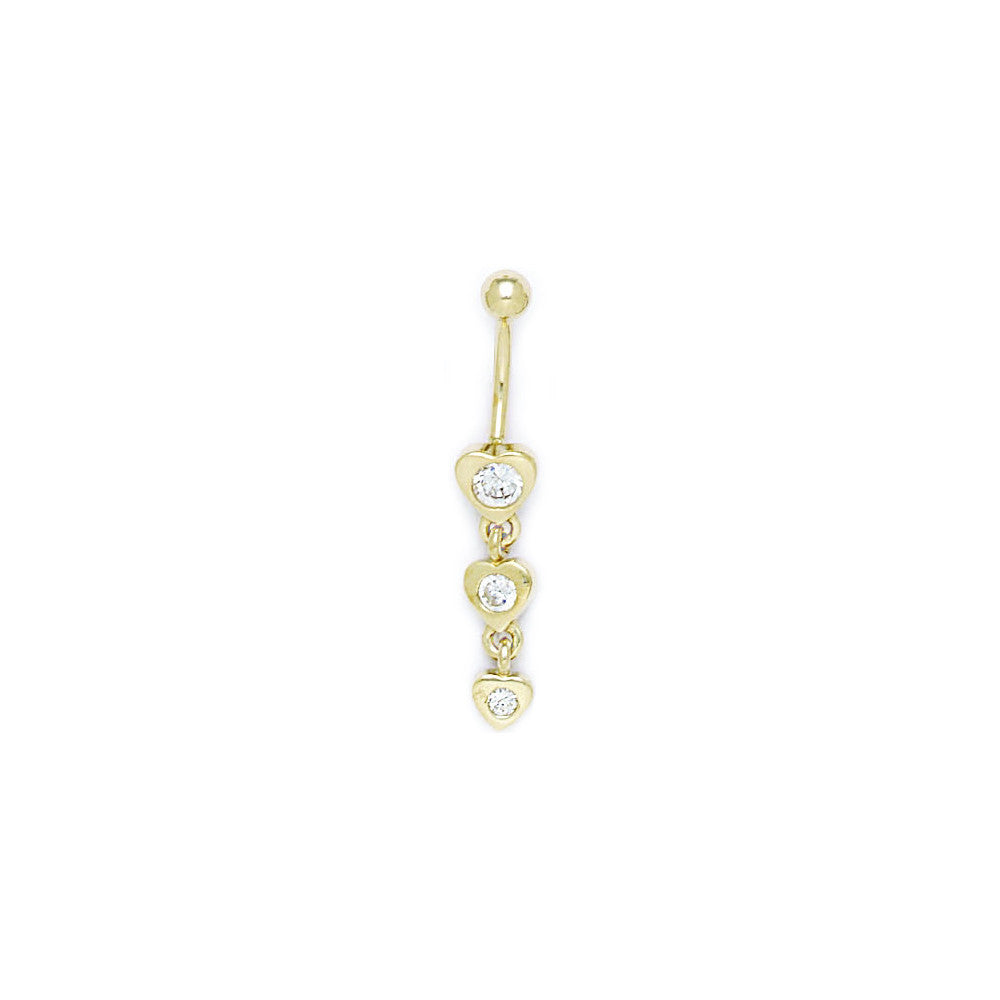 BodyCandy 16G Solid 14k Yellow Gold Zirconia Heart Drop Belly Ring — lifestyle context