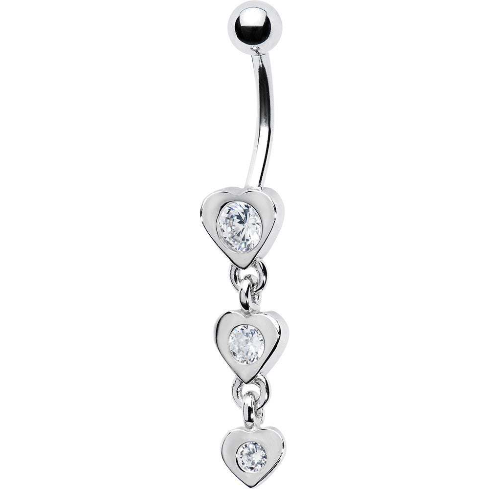 BodyCandy 16G Solid 14k White Gold Zirconia Heart Drop Belly Ring — lifestyle context