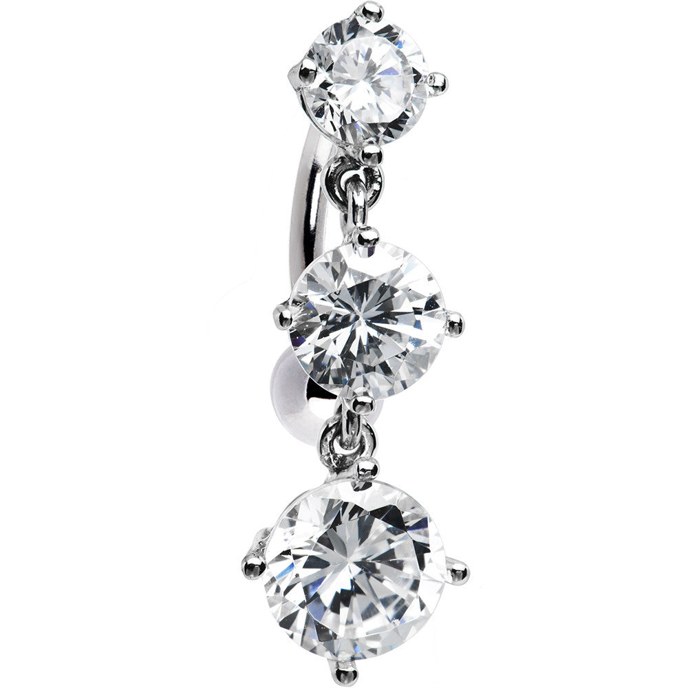 BodyCandy 16G Solid 14k White Gold Top Mount CZ Belly Ring — detail close-up
