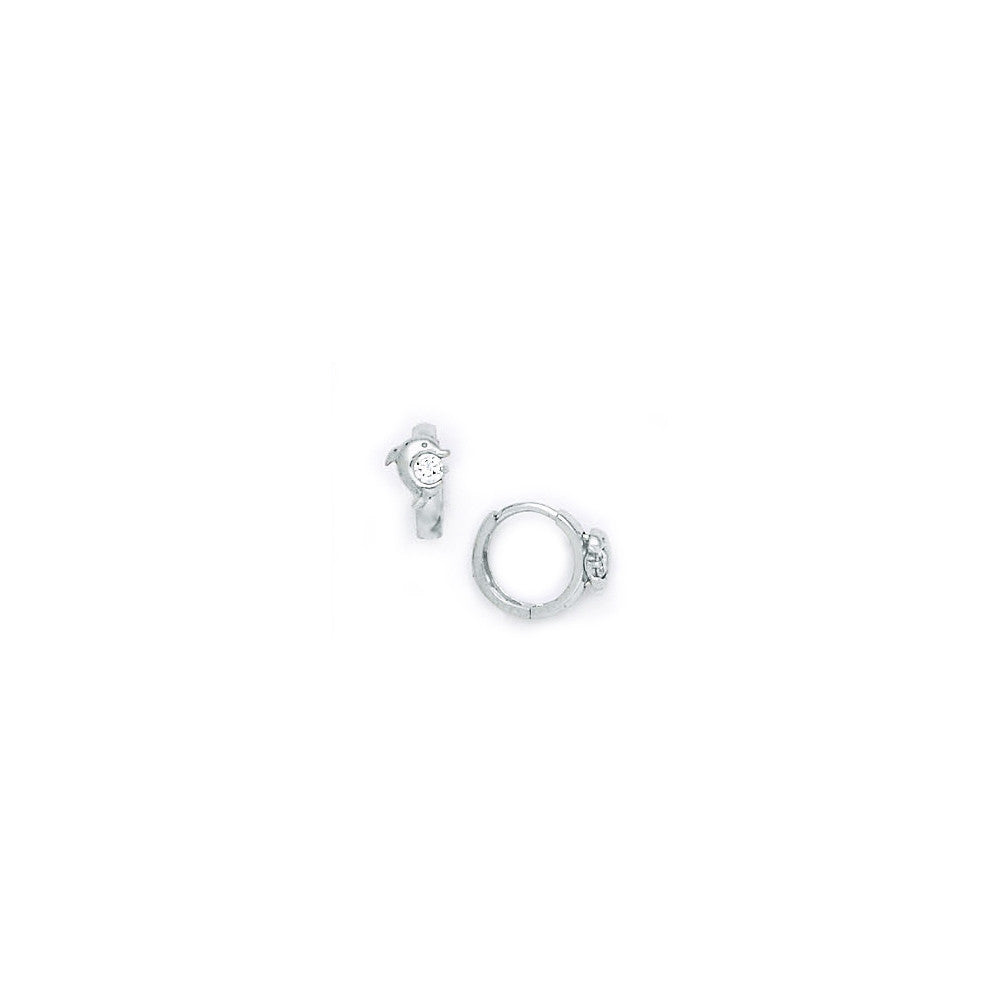 BodyCandy 14k White Gold CZ Dolphin Huggy Earrings — main product shot