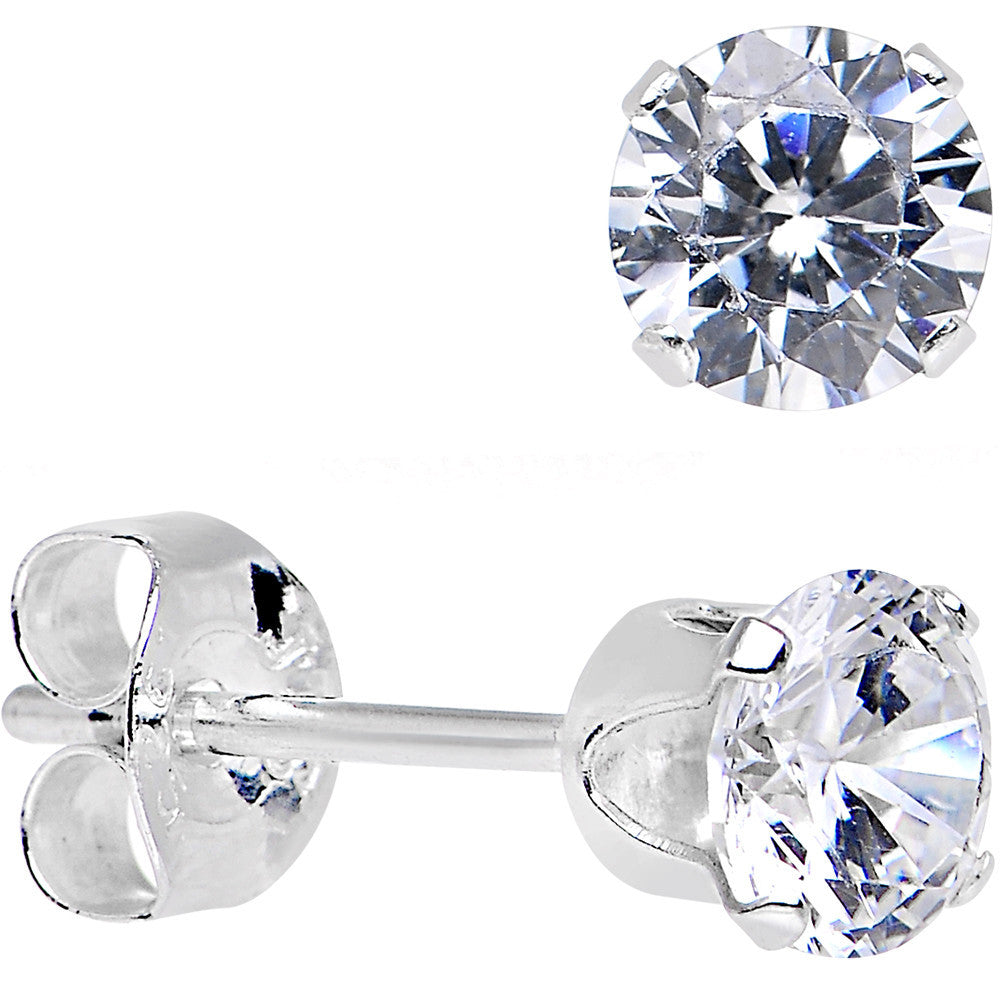 BodyCandy 925 Sterling Silver CZ Stud Earrings — detail close-up