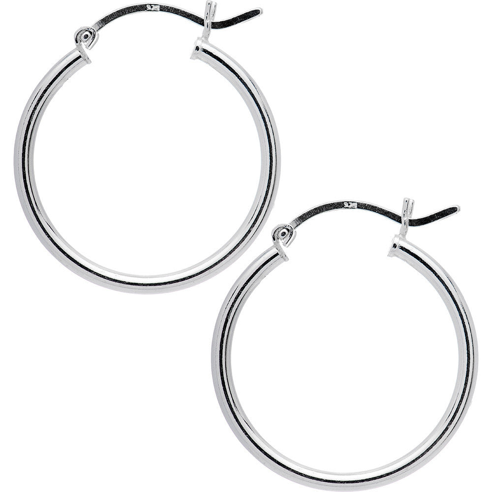 BodyCandy 925 Sterling Silver 1 Inch Hoop Earrings — main product shot