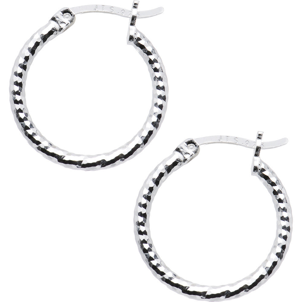 BodyCandy 925 Sterling Silver Diamond Cut 18mm Hoop Earrings — main product shot