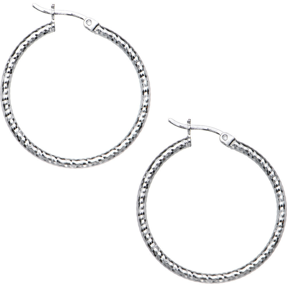 BodyCandy 925 Sterling Silver 1 Inch Diamond Cut Hoop Earrings — main product shot