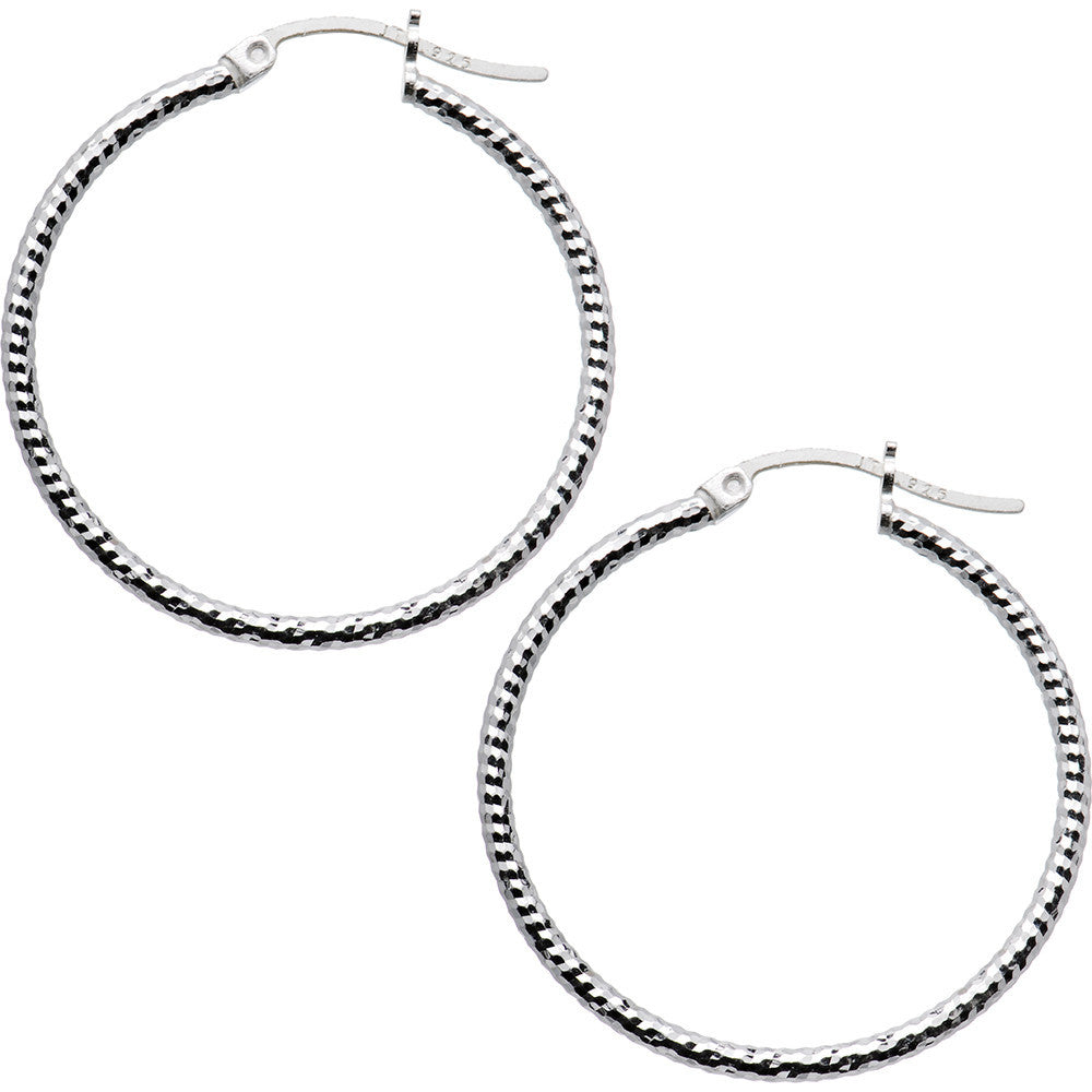 BodyCandy 925 Sterling Silver 1 1/4 Inch Diamond Cut Hoop Earrings — main product shot