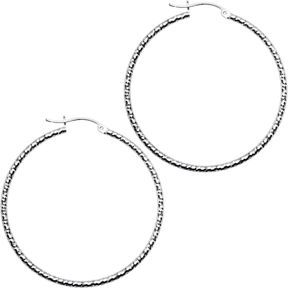 BodyCandy 925 Sterling Silver 1 3/4 Inch Diamond Cut Hoop Earrings — main product shot