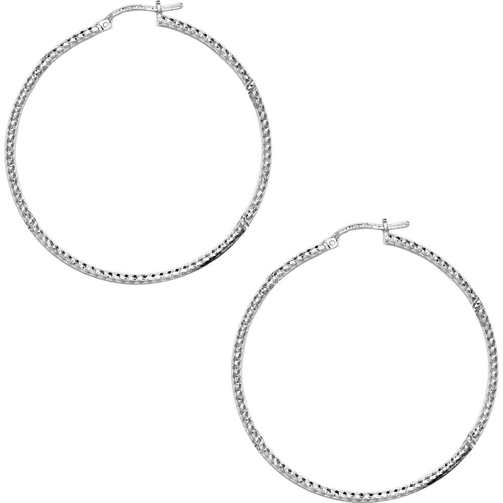 BodyCandy 925 Sterling Silver 2 Inch Diamond Cut Hoop Earrings — main product shot