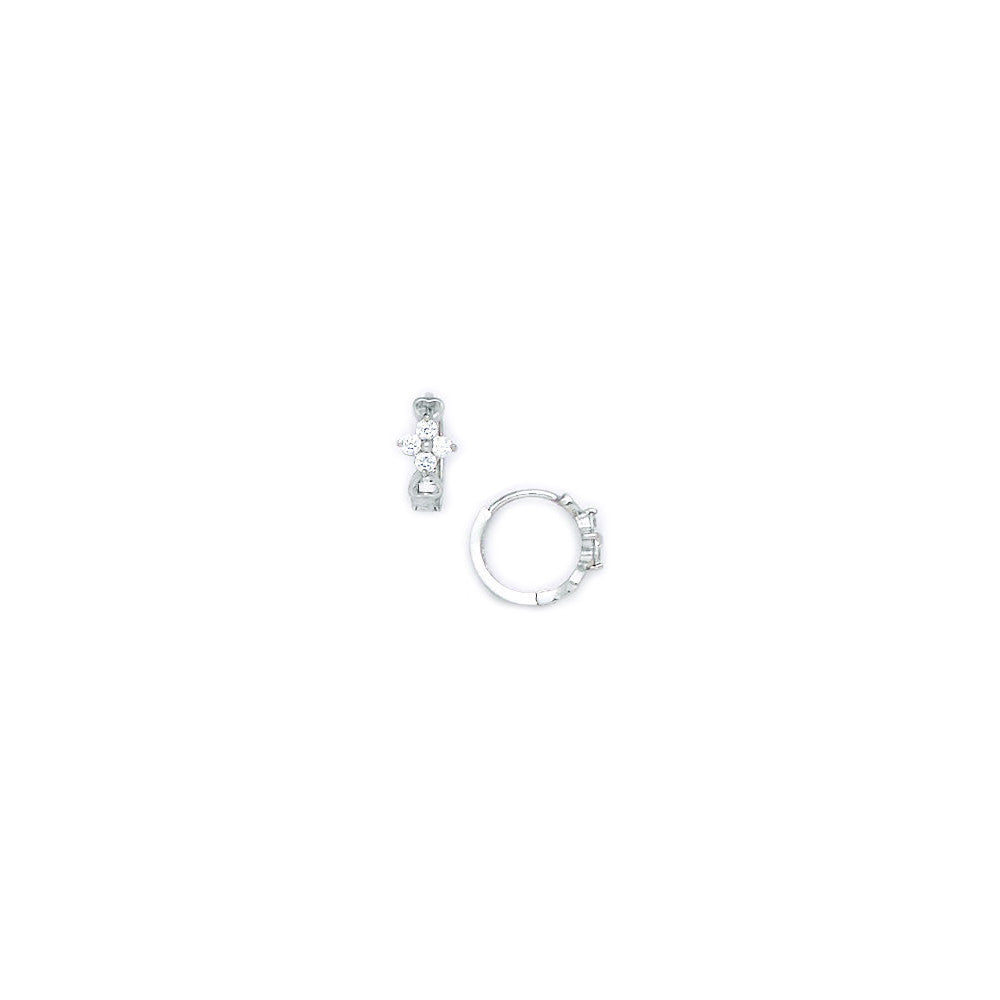 BodyCandy 14k White Gold CZ Flower Huggy Earrings — main product shot