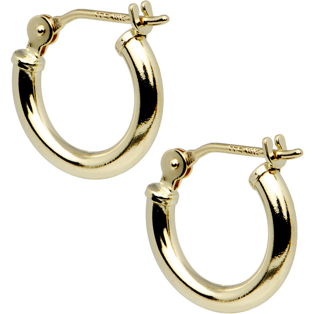 BodyCandy 14K Yellow Gold 2mm 1/2 Inch Hoop Earrings — main product shot