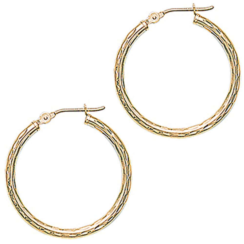 BodyCandy Solid 14K Yellow Gold 1 Inch Twist Pattern Hoop Earrings — main product shot