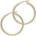 BodyCandy Solid 14K Yellow Gold 1 1/8 Inch Twist Pattern Hoop Earrings — main product shot