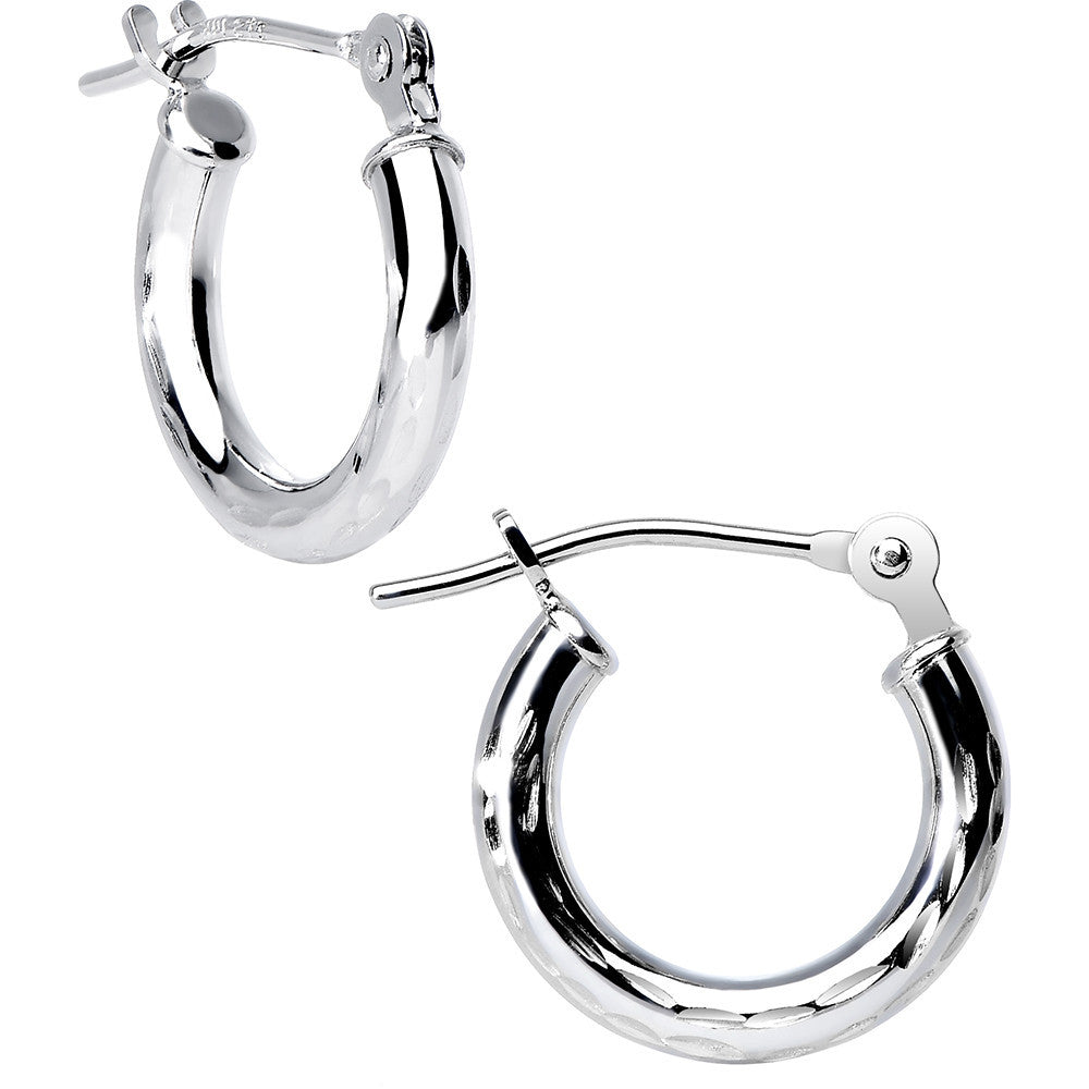 BodyCandy Solid 14K White Gold 1/2 Inch Twist Pattern Hoop Earrings — main product shot