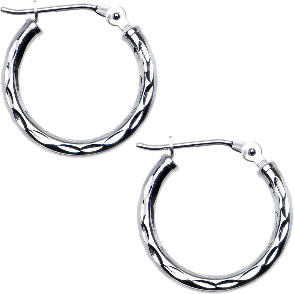 BodyCandy Solid 14K White Gold 9/16 Inch Twist Pattern Hoop Earrings — main product shot