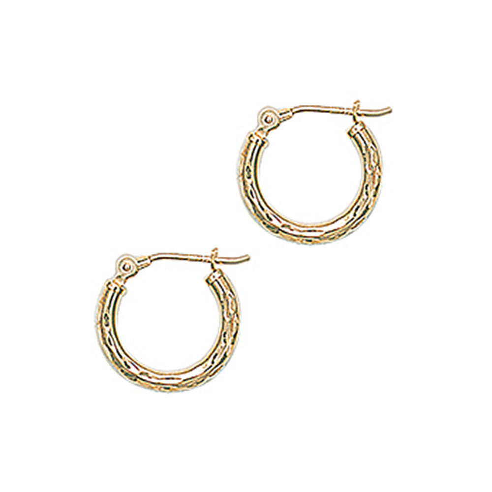 BodyCandy Solid 14K Yellow Gold 9/16 Inch Twist Pattern Hoop Earrings — main product shot