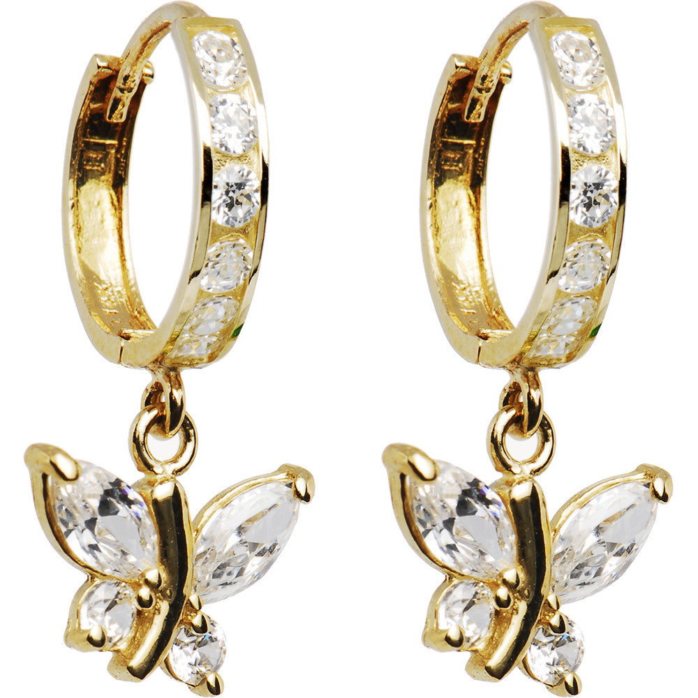 BodyCandy 14k Yellow Gold Clear CZ Butterfly Huggy Earrings — main product shot