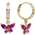 BodyCandy 14k Yellow Gold Fuchsia CZ Butterfly Huggy Earrings — main product shot