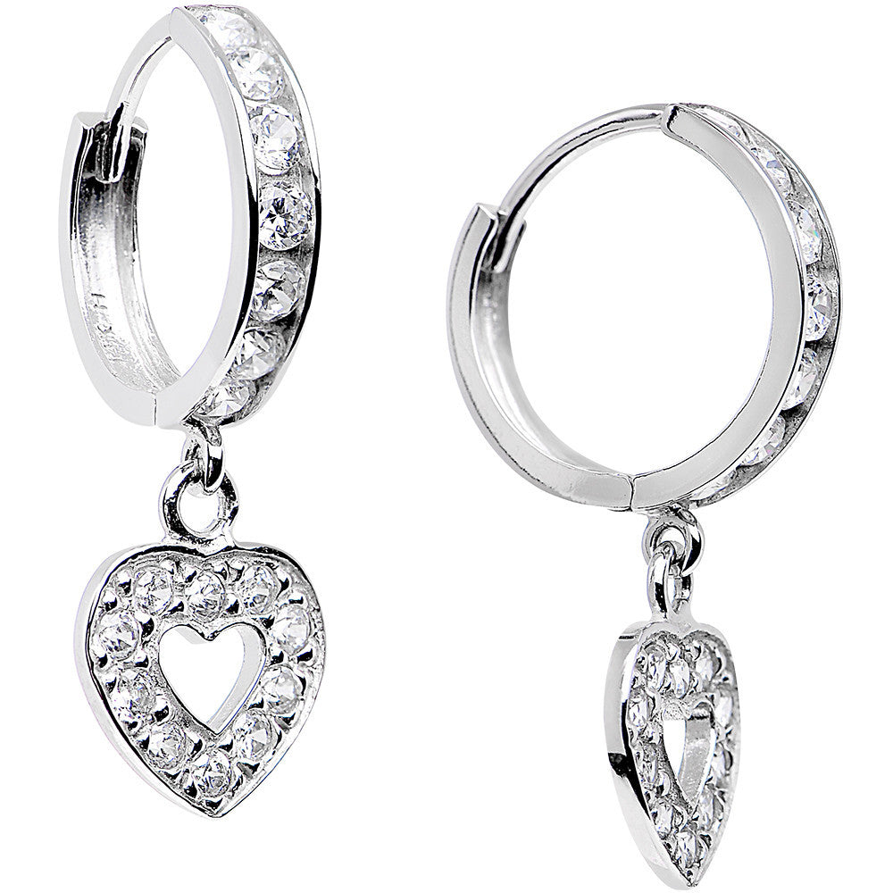 BodyCandy 14k White Gold CZ Sweetheart Huggy Earrings — main product shot