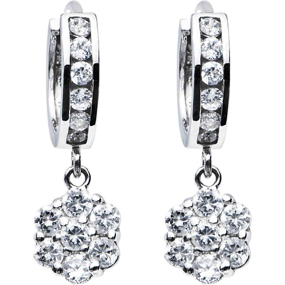 BodyCandy Sterling Silver CZ Flower Huggy Earrings — main product shot