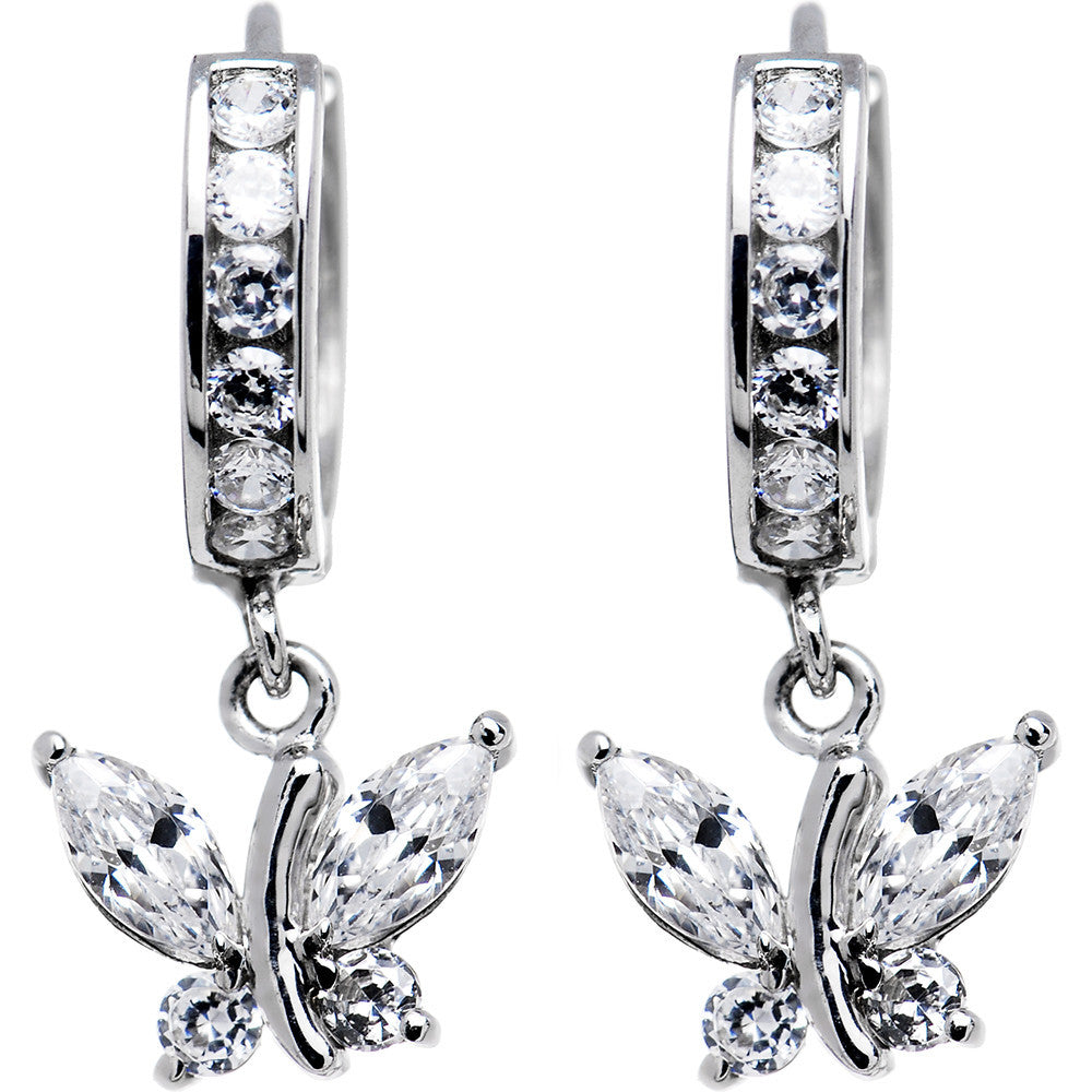 BodyCandy Sterling Silver CZ Butterfly Huggy Earrings — main product shot